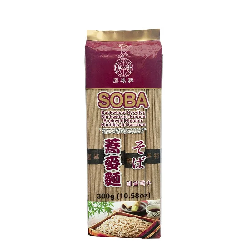 Förpackning med Soba Nudlar med bovete, 4-pack 300 g